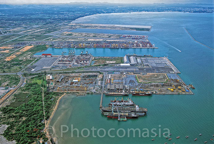 Laem Chaabang Port photo from the air,Thailand