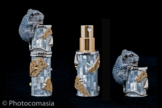 Gold ring with diamonds On the white background