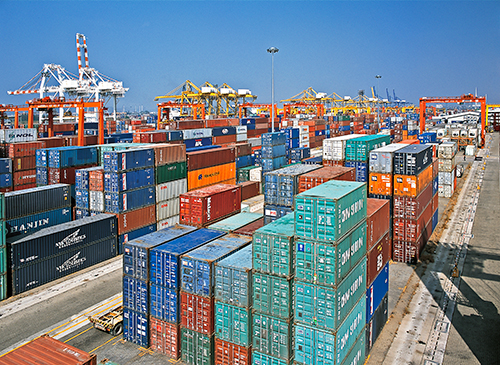 containers in Laem Chabang Port Waiting containers in Thailand Laem Chabang Port