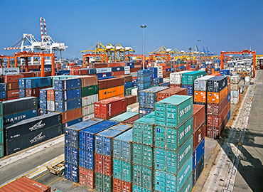 Waiting containers in Thailand Laem Chabang Port