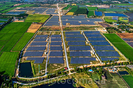 Aerial photo of solar farm in Thailnd Solar farm in Thailnd, Aerial photography