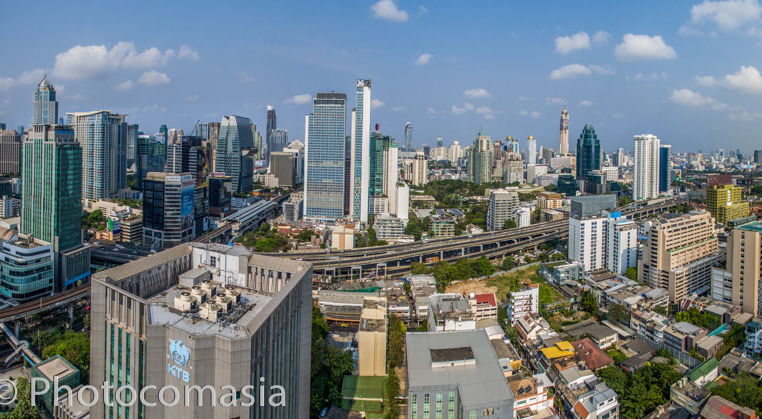 Laem Chaabang Port photo from the air,Thailand