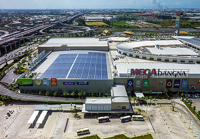 Solar system installed On the roof of Mega Bangna Shopping Center in Bangkok