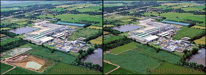 Paper factory In Thailand image Before and after retouching