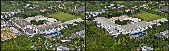 Small factory in Bangkok, Before and after Retouching