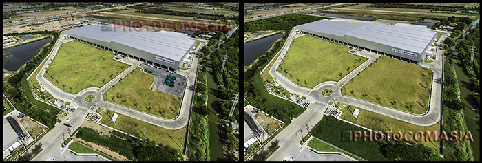 Factory outside of Bangkok before and after retouching